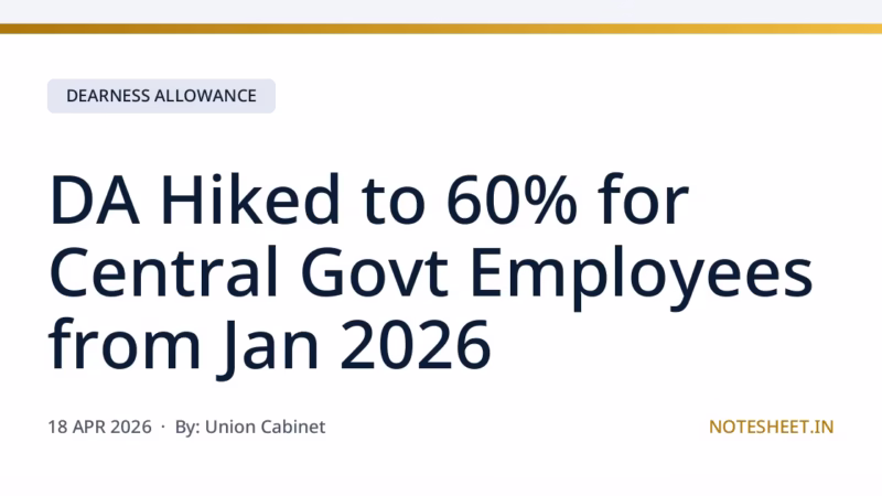 DA Hiked to 60% for Central Govt Employees from Jan 2026